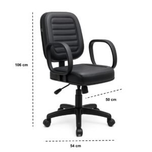 Cadeira Diretor Costurada C/ Braço Corsa e Base Diretor Giratória Relax - Preta