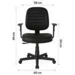 Cadeira Executiva Alta Costurada Giratória C/ Braços Reguláveis