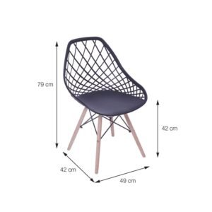 Cadeira Kaila Pp Preta Base Madeira