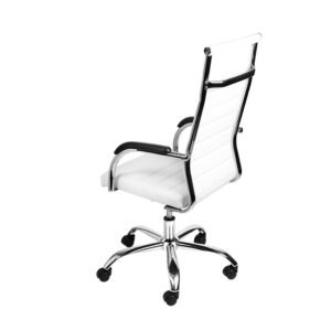 Cadeira Florença Alta Em P.U. Branca Base Rodízio