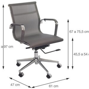 Cadeira Tela Baixa Tela Cinza Base Rodízio