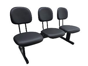 longarina Secretaria Lisa 3 Lugares Preta