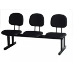 Cadeira longarina Secretária 3 Lugares Preta