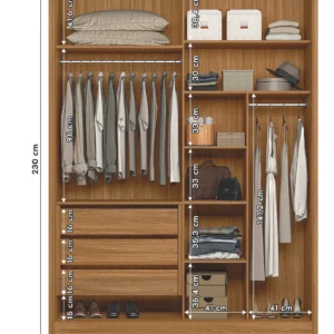 Guarda Roupas Solteiro c/ Espelho 2 ´Portas  colorado Cor Freijo /Off White  Moval