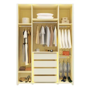 Roupeiro Innova 4 Portas Reflecta C/Led Off White Gelius