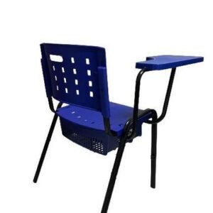Cadeira Universitária Com Prancheta - Porta Livro E Assento Em Polipropileno Azul