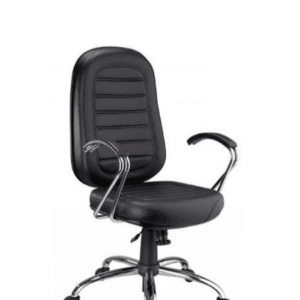 Cadeira Presidente Baixa Base E Braços Cromados (Torcido) – Cor Preta – Martiflex