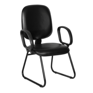 Cadeira Diretor Lisa C/ Braço Corsa Base Trapezio - Courino Preto