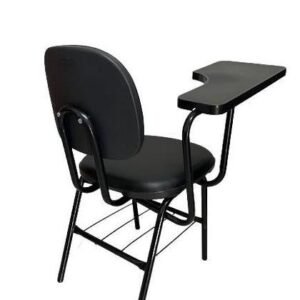 Cadeira Escolar Universitária Secretária Estofada Com Prancheta Plástica – Cor Preta