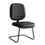 Cadeira Diretora Costurada e Base em S - Courino Preto